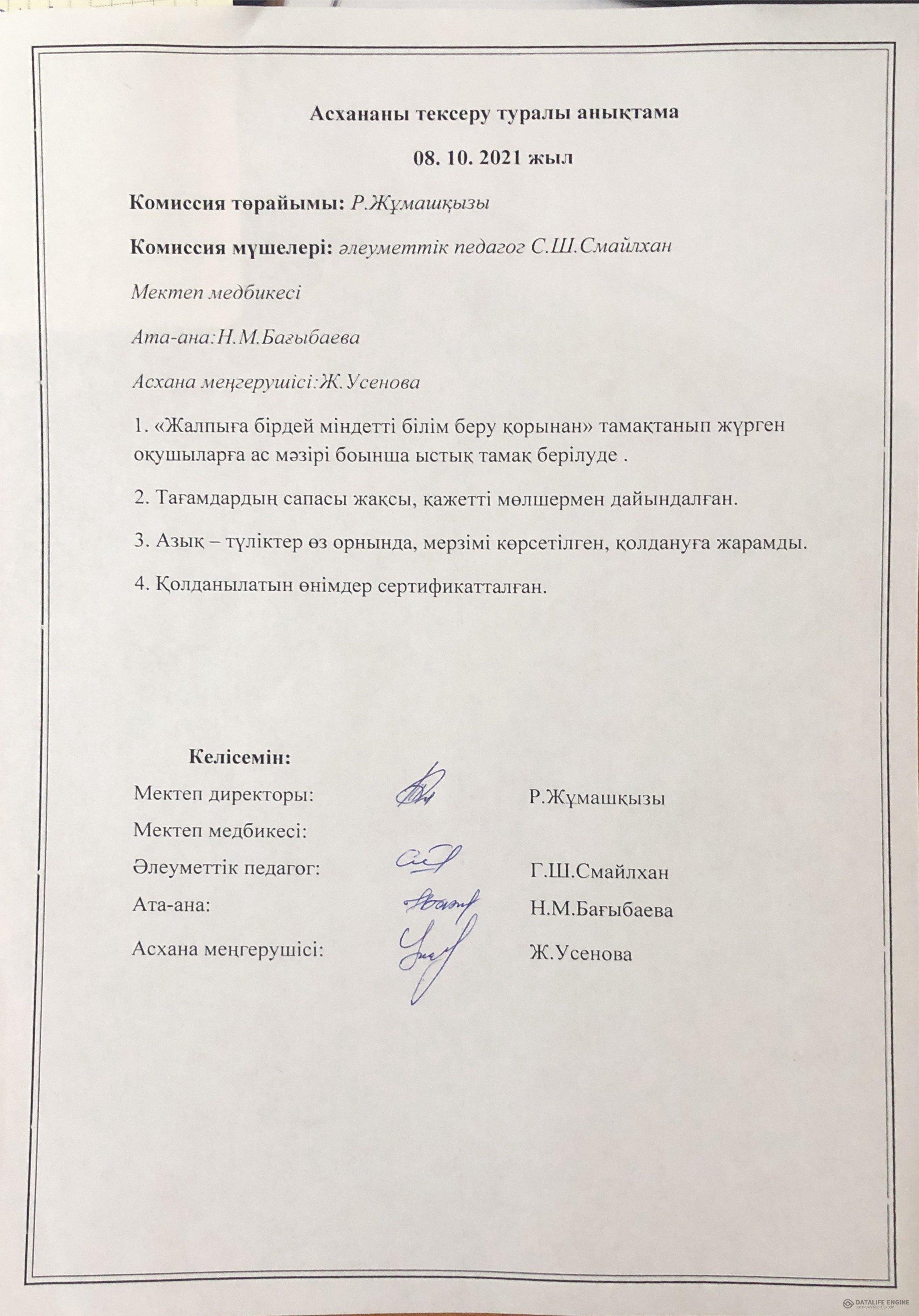 Асхананы тексеру туралы анықтама