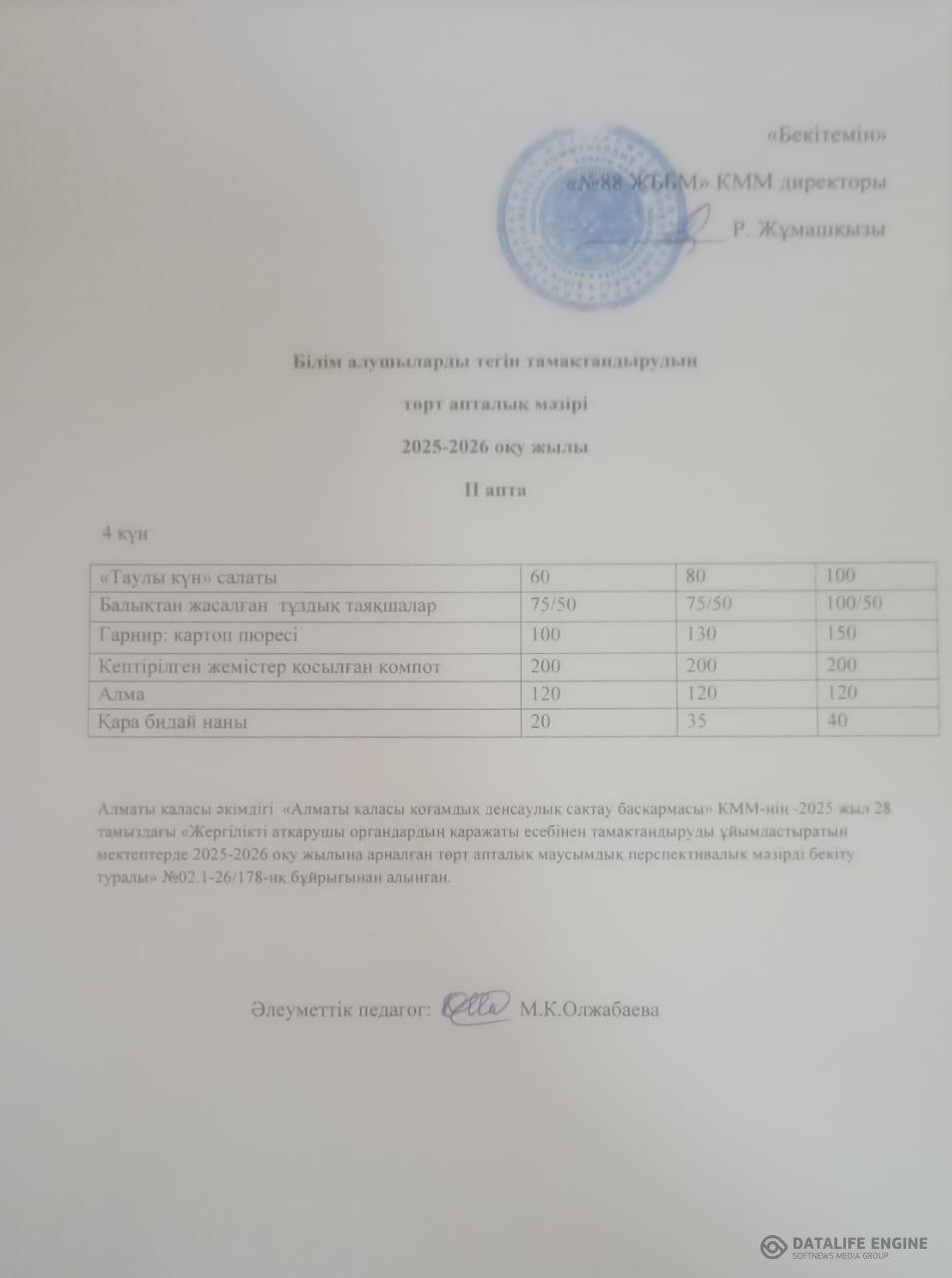 11.09.2025 ж. ас мәзірі (фотосуреті)