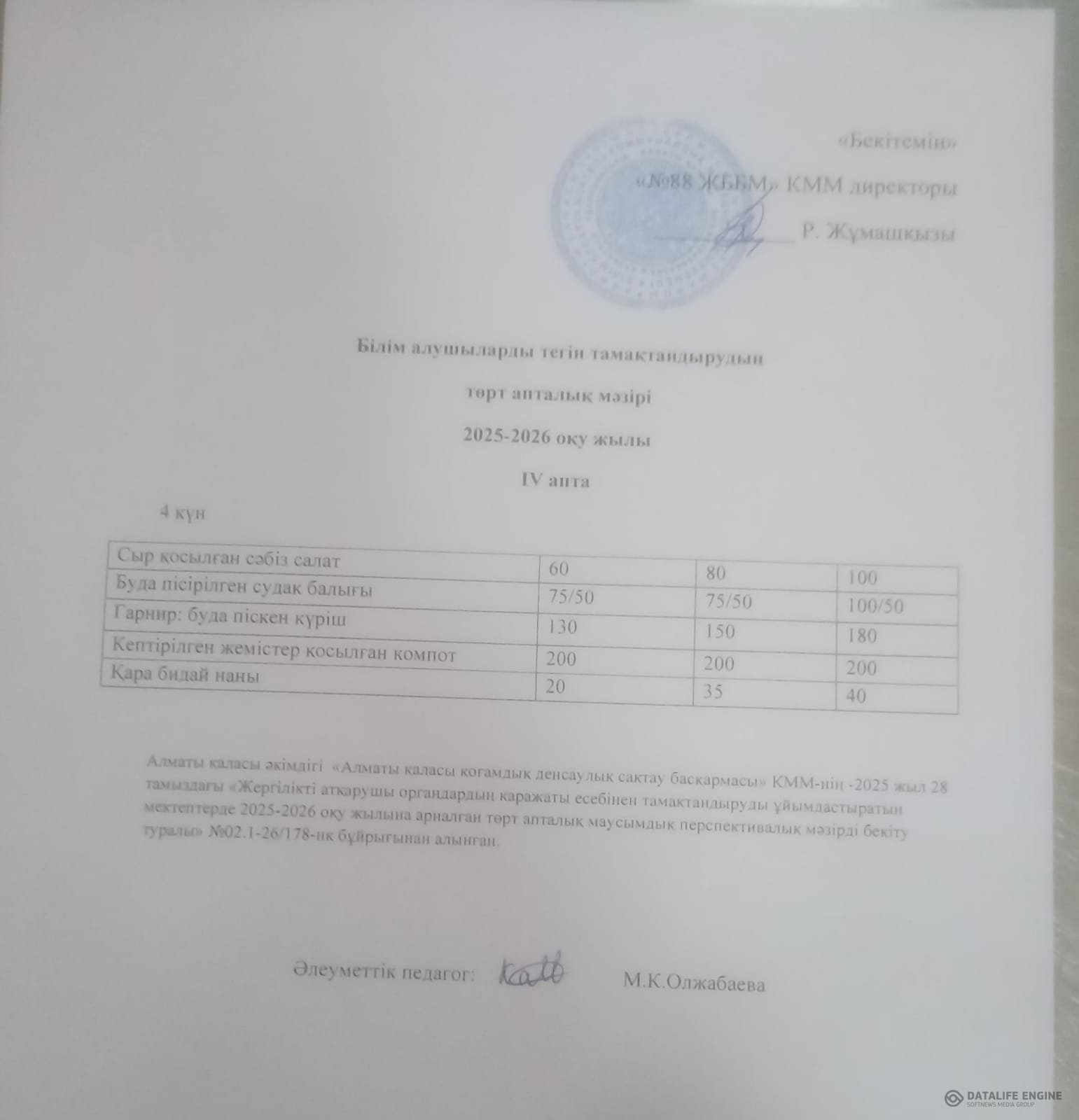 25.12.2025 ж. Ас мәзірінің (фотосуреті)