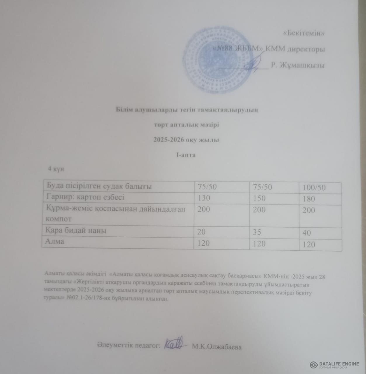 08.01.2026 ж. Ас мәзірінің (фотосуреті)