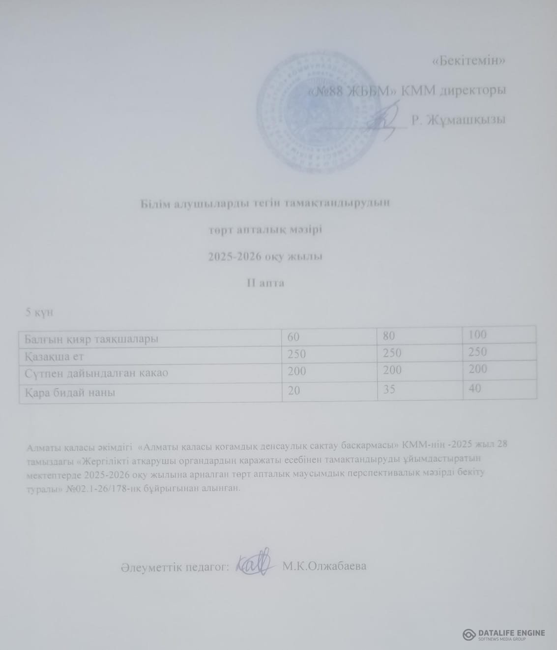 16.01.2026 ж. Ас мәзірінің (фотосуреті)